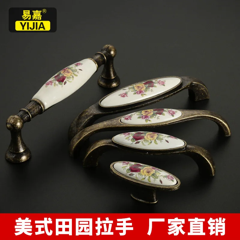 

1pcs Ceramic Antique Drawer handle and knobs Door Handle Pull Knob Furniture Cabinet Drawer Handles Wardrobe Pen Decor