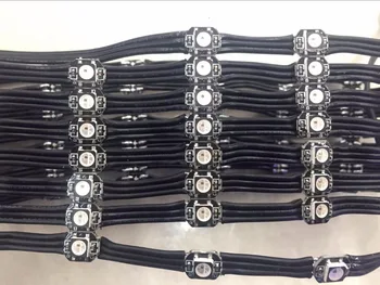 

100pcs/string addressable SK6812-RGB led with heatsink;DC5V input;5cm wire spacing;with all black wire and black frame on led