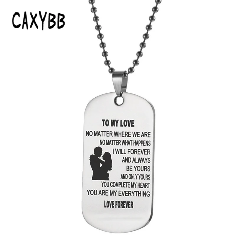 Ожерелье из нержавеющей стали Caxyb to my love пара кулон с биркой для собак подвеска