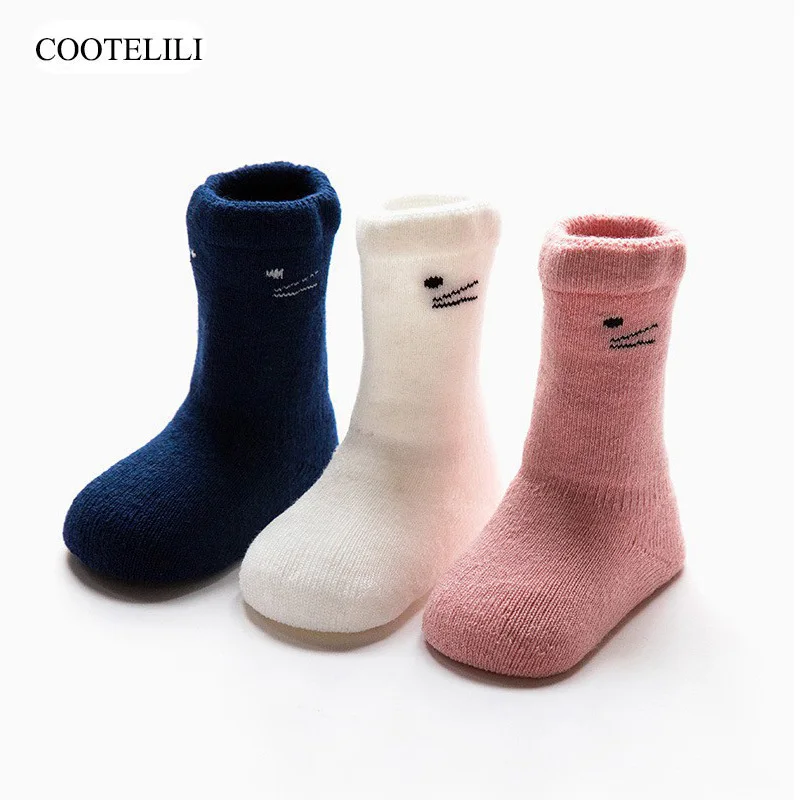 

COOTELILI Winter Thickening Kids Girls Boys Sock Warm Knee Socks For Baby Accessories Cotton Socks Baby Stuff 3Pairs/Lot 1-3y
