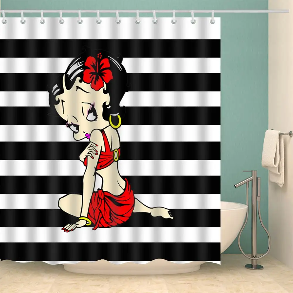 

Svetanya Waterproof Shower Curtain sexy Girl Printed (include 12 pcs Hooks) 180*180cm