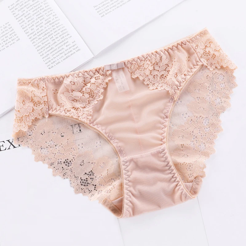 

4PCS/LOT Sexy Lace Women Underwear Transparent Seamless Ice Silk Panties Funny Hollow Breathable Panties Low Waist Female Briefs