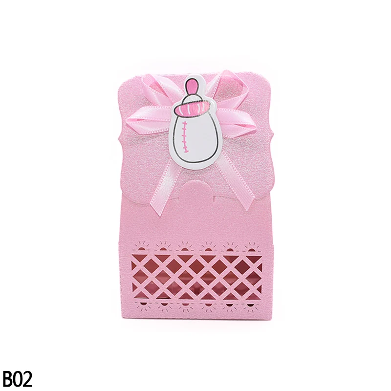 12 шт., розовый, синий, для мальчиков и девочек, для душа, коробка конфет, для крещения, для детей, для дня рождения, подарочные коробки для конфет, сумка для торжества, вечерние сувениры - Цвет: B02
