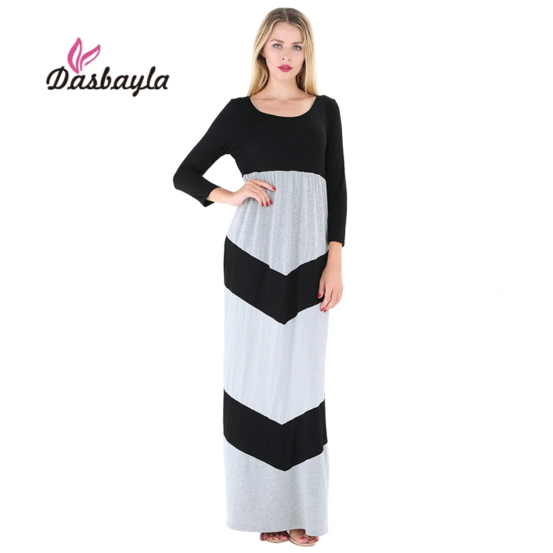 Dasbayla Для женщин Tie-dyed полосой платье 3/4 рукавом Bodycon Офис Платья.Осень-зима