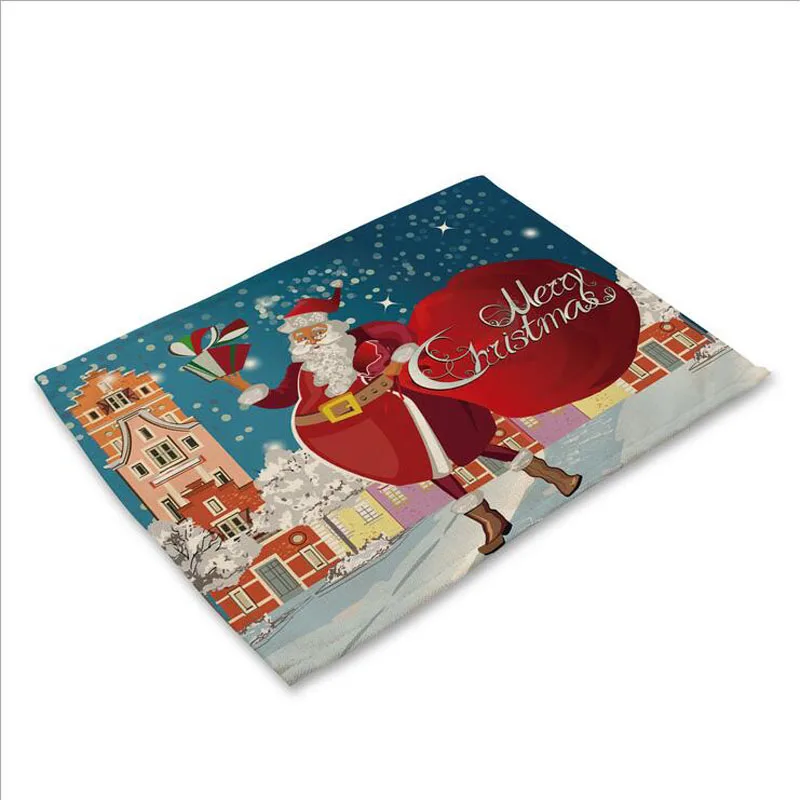 Рождественский коврик из ткани с изображением Санта-Клауса, коврик для украшения стола, кухонный коврик, индивидуальное оформление, H315 - Цвет: 2