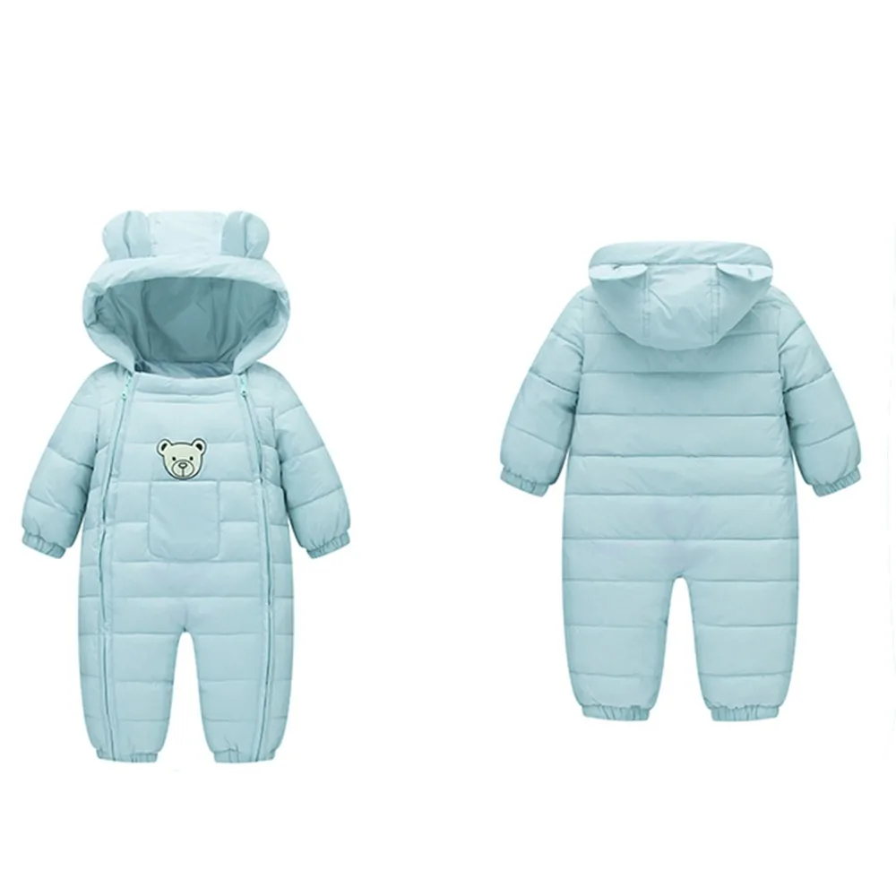 Горячая Распродажа, детские комбинезоны для новорожденных мальчиков и девочек, зимняя теплая одежда из толстого хлопка, комбинезон, Прямая поставка, одежда для малышей - Цвет: Light blue