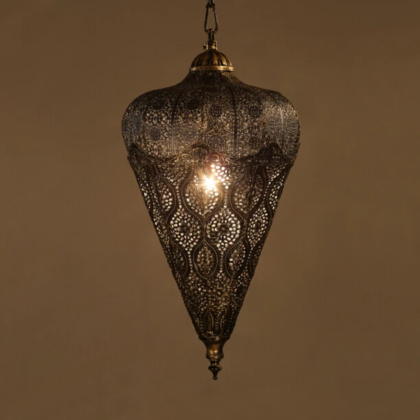 

luminaire suspendu American Retro Southeast Restaurant LED Hanging Lamp Bar Balcony Hollow Iron Pendant Light hanglamp