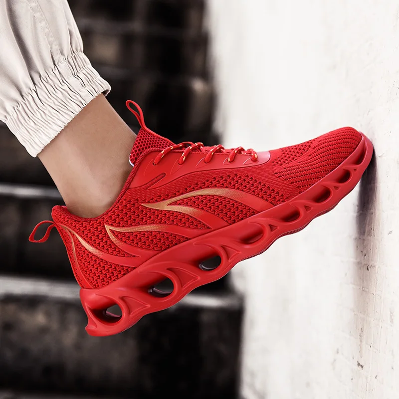 

2019 hot sell running shoes fly woven men shoes cross-border Plus-sized for flame blade shoes men's fashion casual Rubber shoes