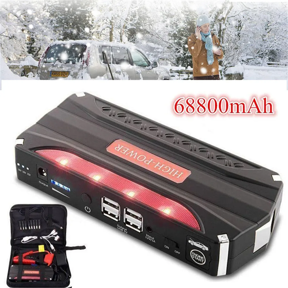 Vehemo 68800mAh Starting Device Booster Portable Car Jump Starter Power Bank Car Starter For Car Battery Charger And Storage Bag
