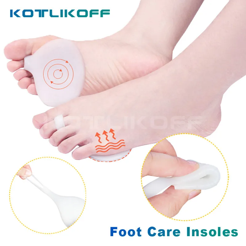 2 Pair Silicone Metatarsal Toe Gel Pad Separators Forefoot Foot Pads Shoes Insoles Insert Foot Care