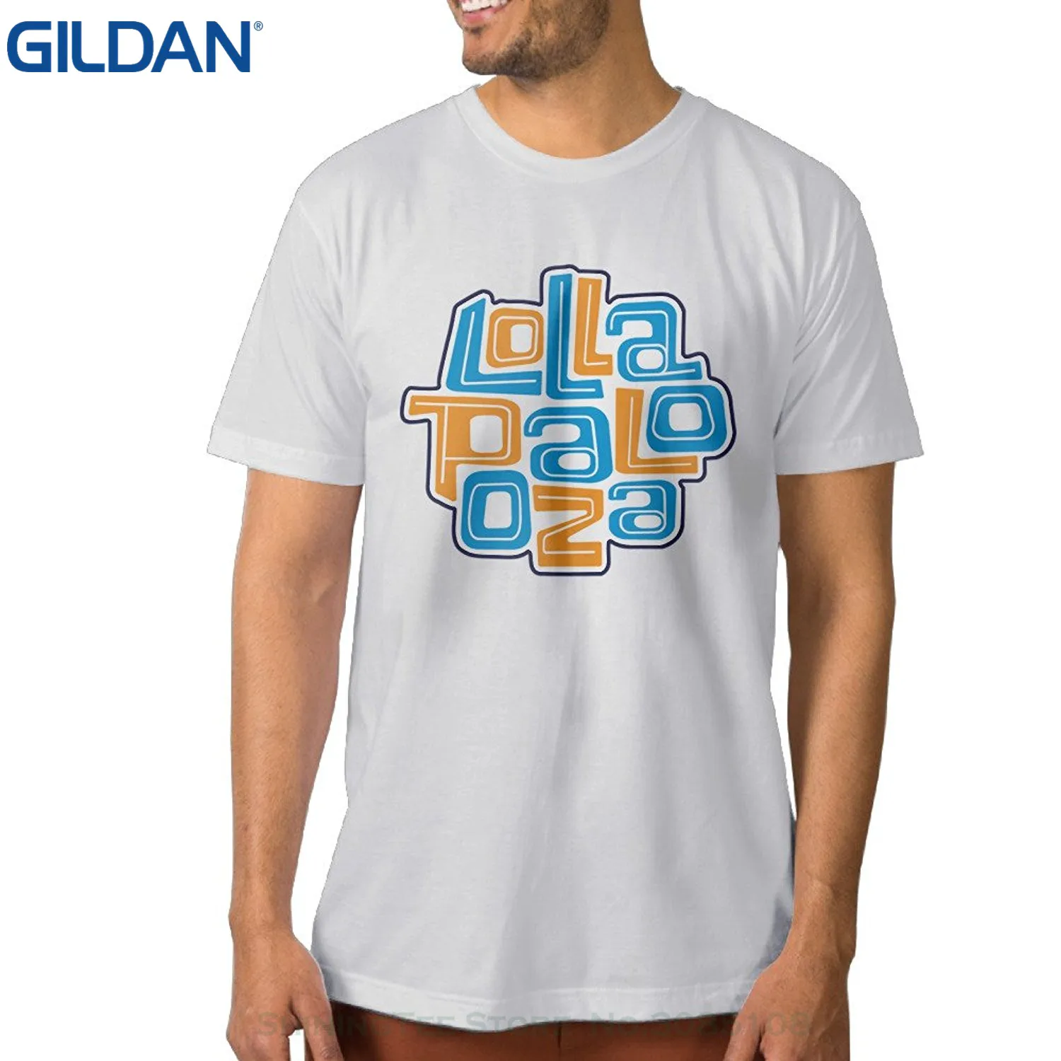 

Sleeves Cotton T-shirt Fashion Nobee Men's Lollapalooza Music Festival T Shirt