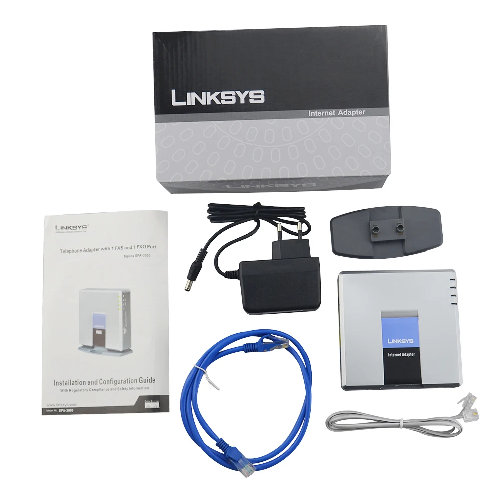 Бесплатная доставка! Разблокированный адаптер LINKSYS SPA3000 SPA 3000 VOIP FXS VoIP для телефона