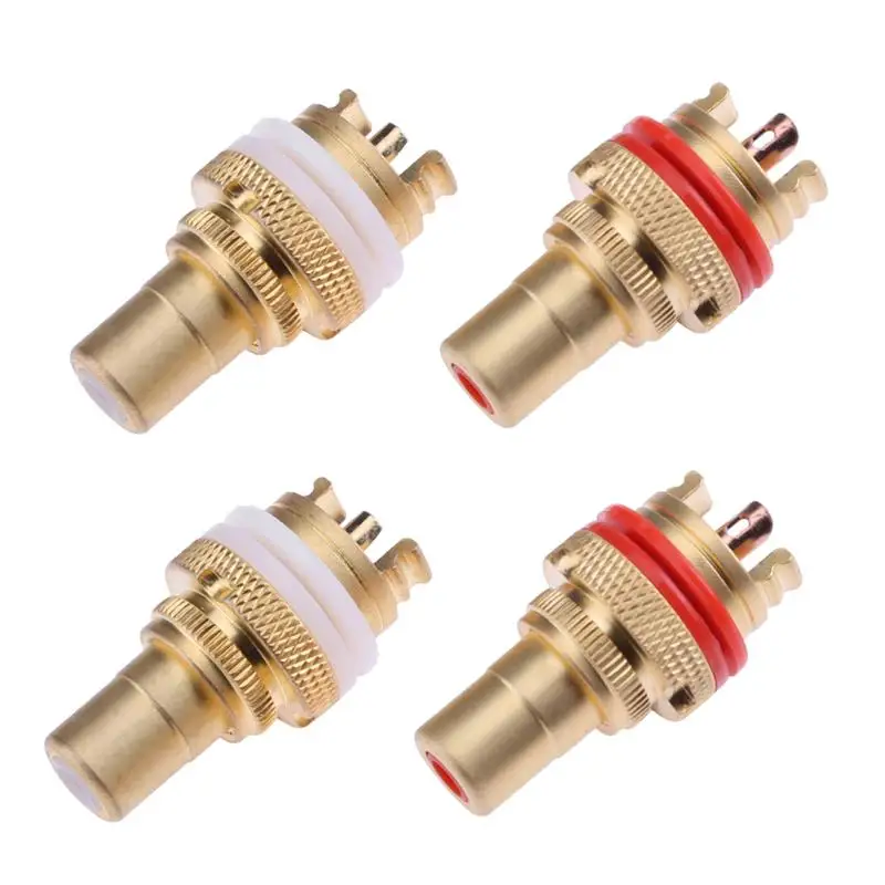 

4pcs Copper RCA Female Terminal Plugs for Jack Socket AV Audio Video Connectors 2 Red 2 Blue Professional Copper Female Plugs