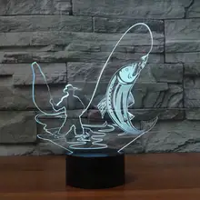 Новая Рыбацкая 3D лампа, 7 цветов, пульт дистанционного управления/сенсорный выключатель, маленькие ночные светильники, атмосферная лампа в спальне для подарка