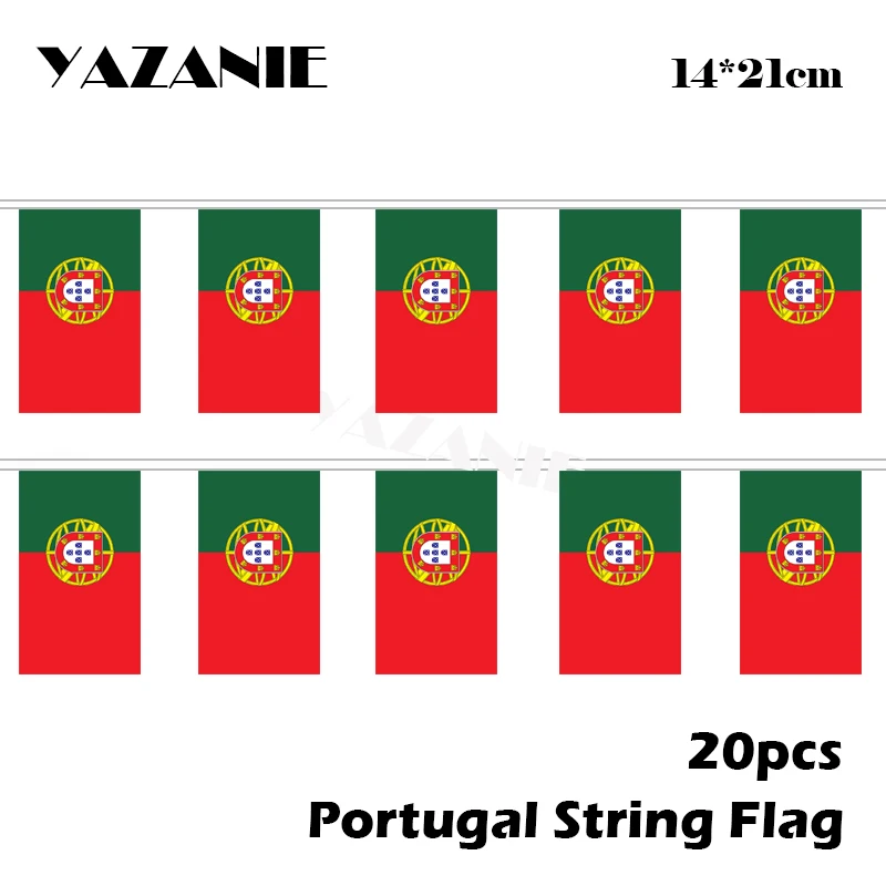 

YAZANIE 14*21cm 20PCS Portugal String Flag Small Portuguese Polyester National Flags for Decorative Custom Flags and Banners