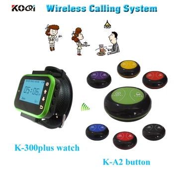 

koqi new waterproof button transmitter server calling watch wireless waiter system