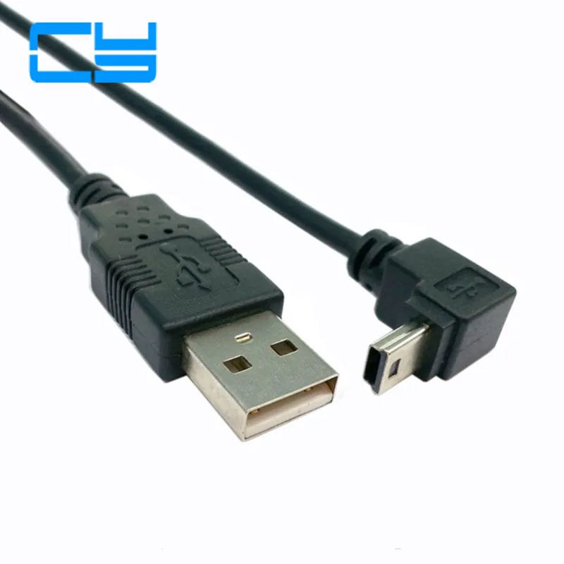 

200pcs Down Angled 90 degree Mini USB 2.0 B type 5Pin Male to USB male data cable 0.5m Free Shipping By FedEx UPS DHL