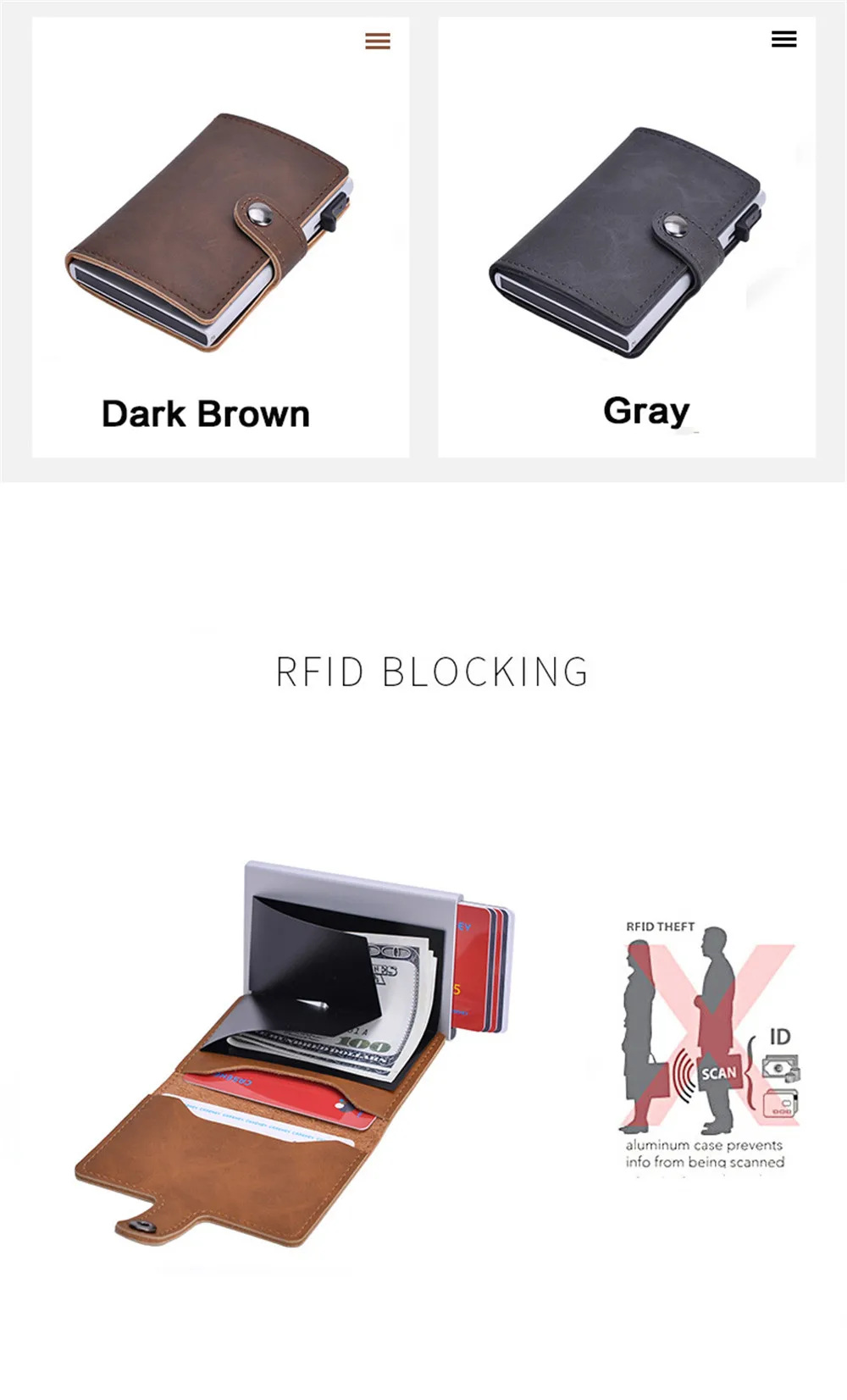 BISI GORO 2019 анти вор мужской держатель для кредитных карт Блокировка Rfid минималистичный кошелек сумка кожаный деловой ID Metal металлический