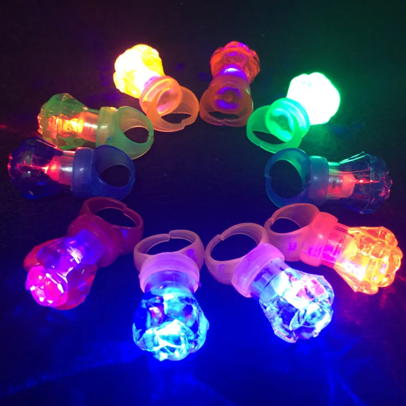 

50pcs/lot Mixed Color Luminous Rings glowing rose finger rings LED flash Rings for Childs Kids Playing Xmas Christmas Party