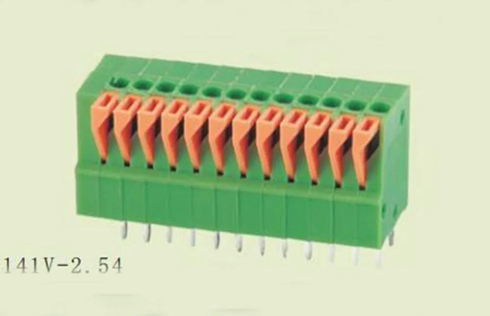 30 шт. PCB пружинный клеммный блок 2,54 мм шаг, вертикальный 141V-2.54, IEC130V6A CE Rohs UL150V2A 26-20AWG