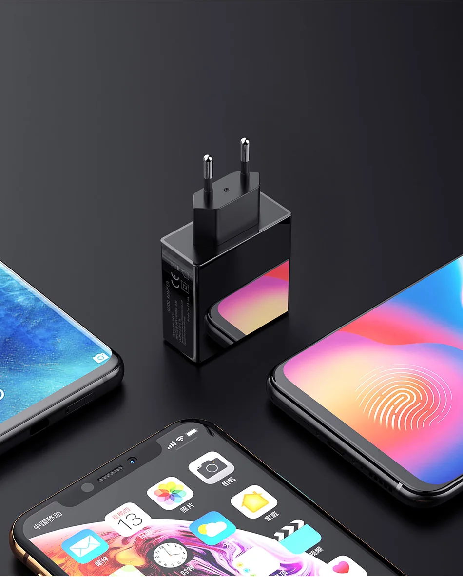 Зарядное устройство для мобильного телефона светодиодный дисплей 3 USB зарядное устройство для iPhone samsung Xiaomi EU дорожное настенное зарядное устройство для зарядки телефона Usb адаптер
