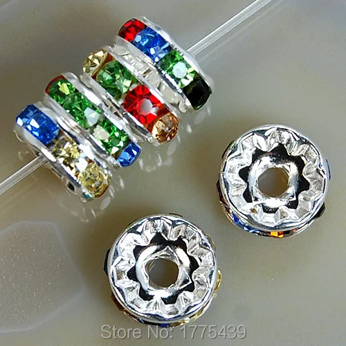 Lavender-10MM-Silver-Plated-Crystal-Rhinestone-Rondelle-Spacer-Beads-11Colors-For-Choose-100Pcs-Free-Shipping-Wholesale