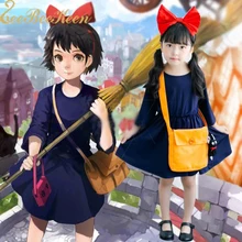 Маскарадный костюм маленькой ведьмы; Iapanese аниме Kiki's Delivery service; маскарадный костюм; детский маскарадный костюм на Хэллоуин; платье ведьмы для девочек