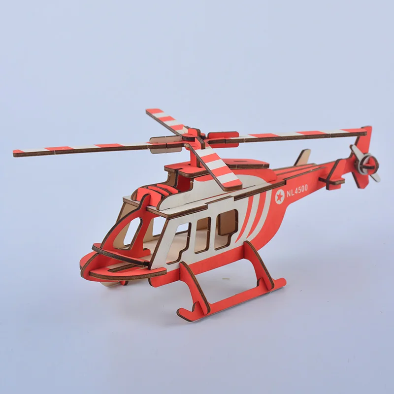

Helicopter Shape 3D DIY Assembly Wooden Puzzle Game Educational Collection Decoration Puzzles Model Building Kits for kids