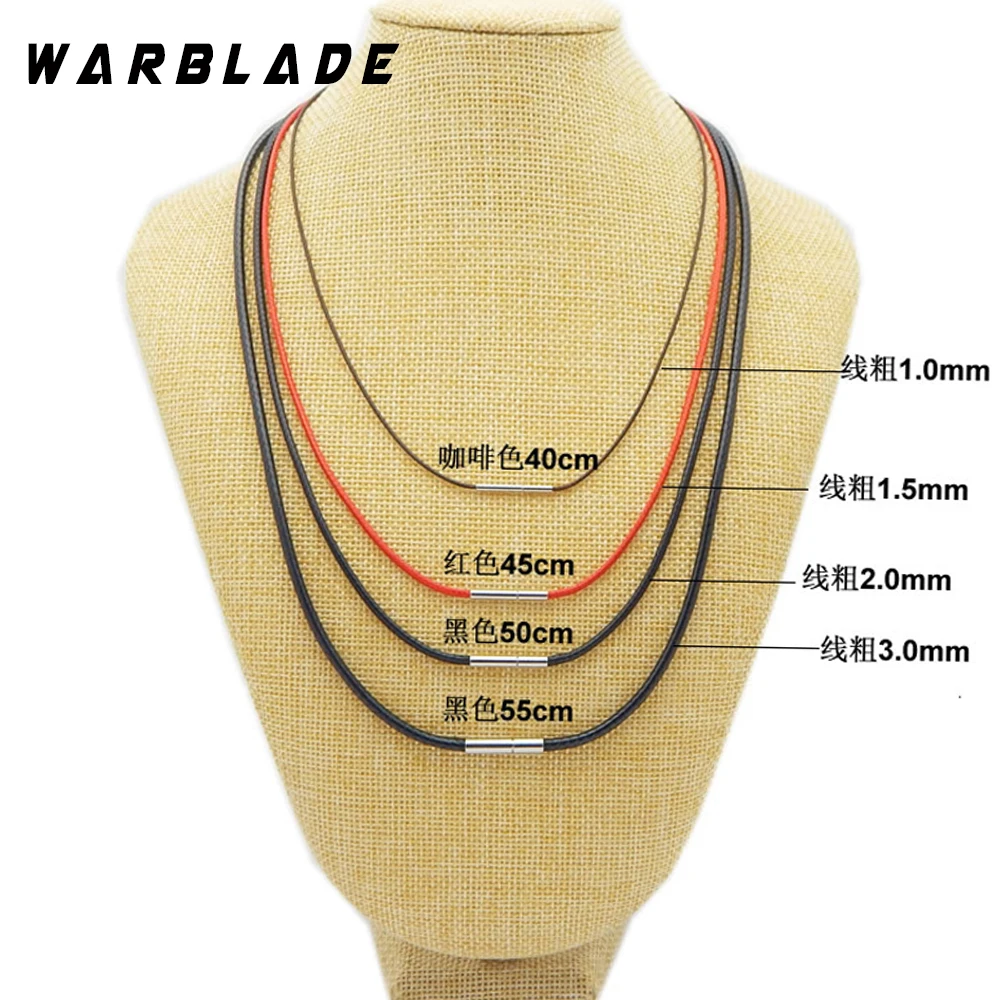 

3pcs/lots 1mm-3mm Necklace Cord Black Leather Cord Wax Rope Chain With Stainless Steel Rotary Buckle For DIY Necklace Jewelry