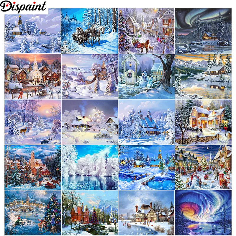 AZQSD-Diamond-Painting-Winter-Cross-Stitch-Diamond-Embroidery-Snow-Scenery-Needlework-Full-Square-Landscape-Wall-Decor