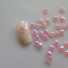 100 шт милый 6 мм дизайн ногтей розовый AB сердце смолы Стразы Украшения Ногтей