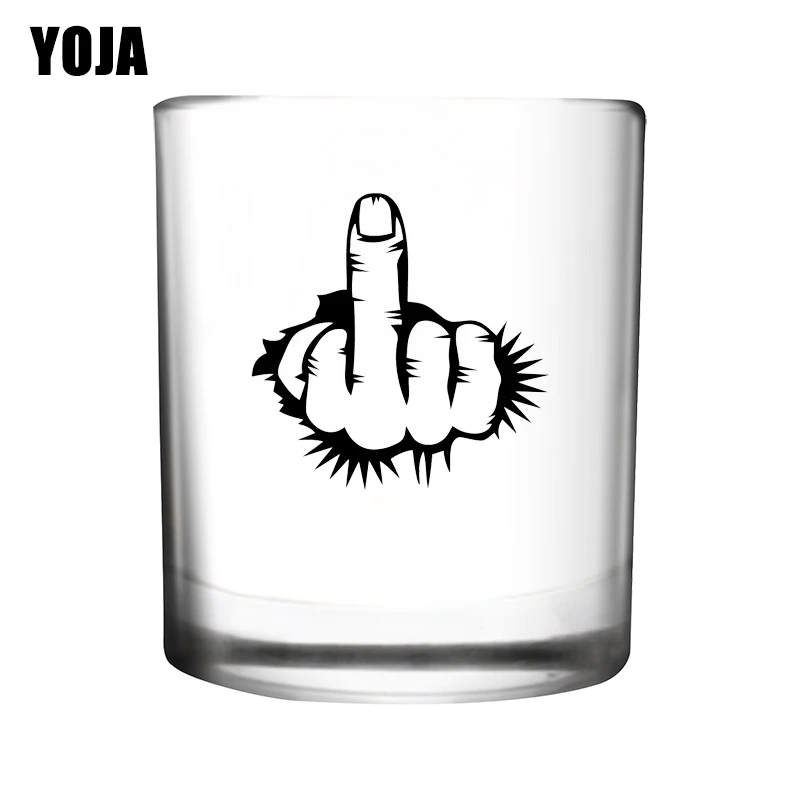 YOJA 5X5CM 6pcs Middle Finger Rude Home Wall Decal Creative Cups Decor Wine Glass Stickers G1-0603 | Дом и сад