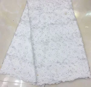 

African Lace Fabric 2019 Embroidered Nigerian Laces Fabric High Quality French Tulle Lace Fabric For WHITEWomen Dress ESH009