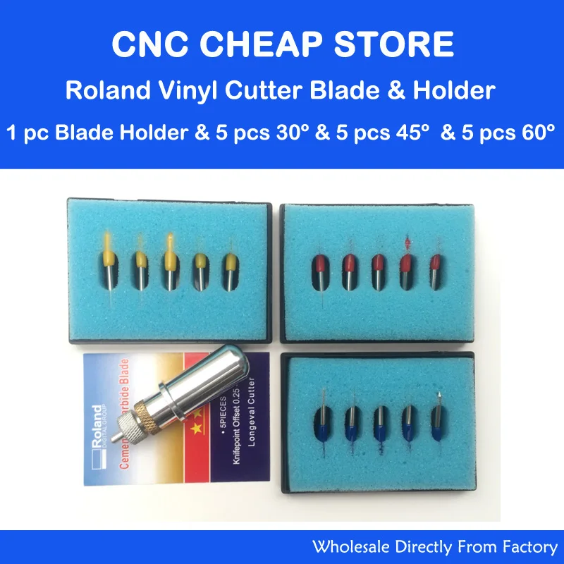 15 Pz Roland Plotter Da Taglio Vinile Taglierina Lama Coltello 30 45 60 Gradi Gcc Liyu Coniglio Redsail Lame + 1 Pz Roland Holder