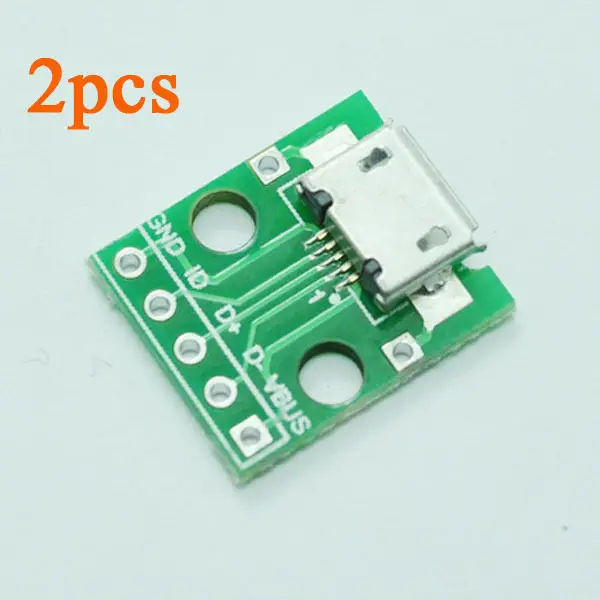 2Pcs Female Micro Usb To Dip 5-Pin Pinboard 2.54MM Micro Usb Type ie 