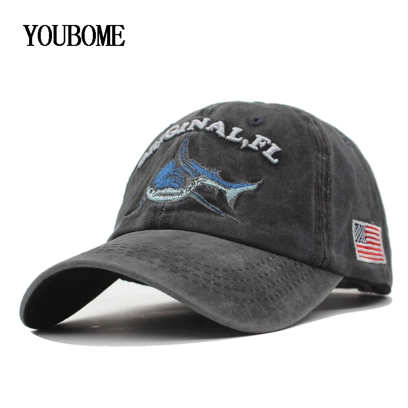 Men Women Washed Yarn-Dyed Denim Baseball Cap Wolf Face Trucker Cap