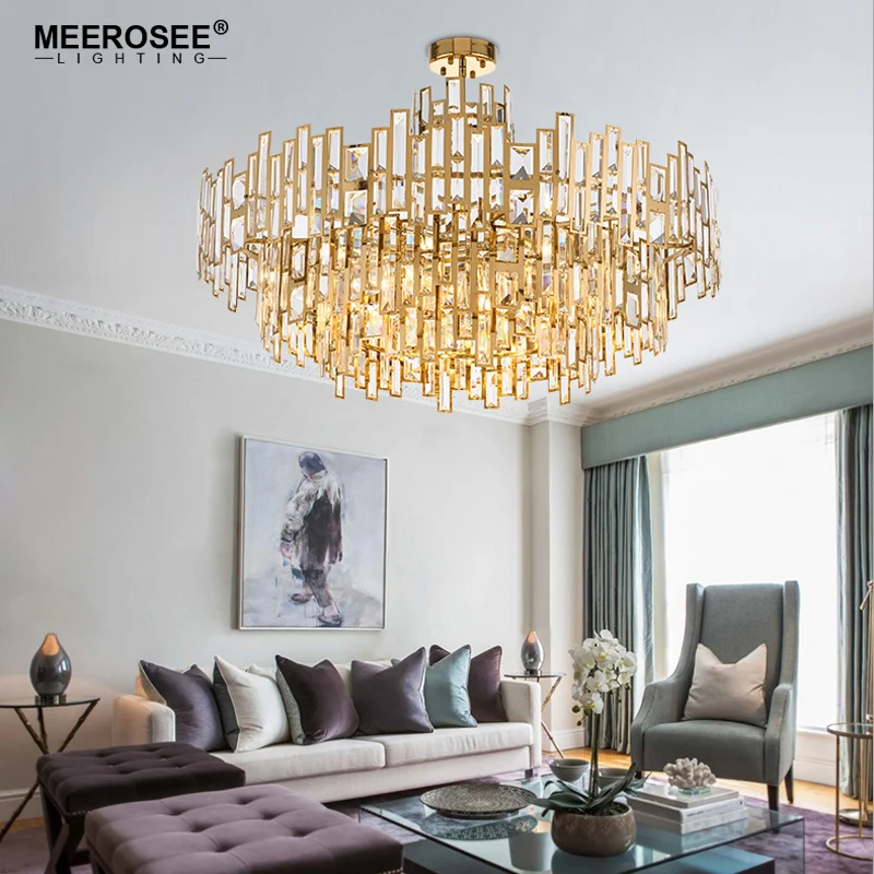 

Luxurious Crystal Chandelier Light Gold Crystal Hanging Lamp for Restaurant Hotel Project Lustres Luminaire Lighting