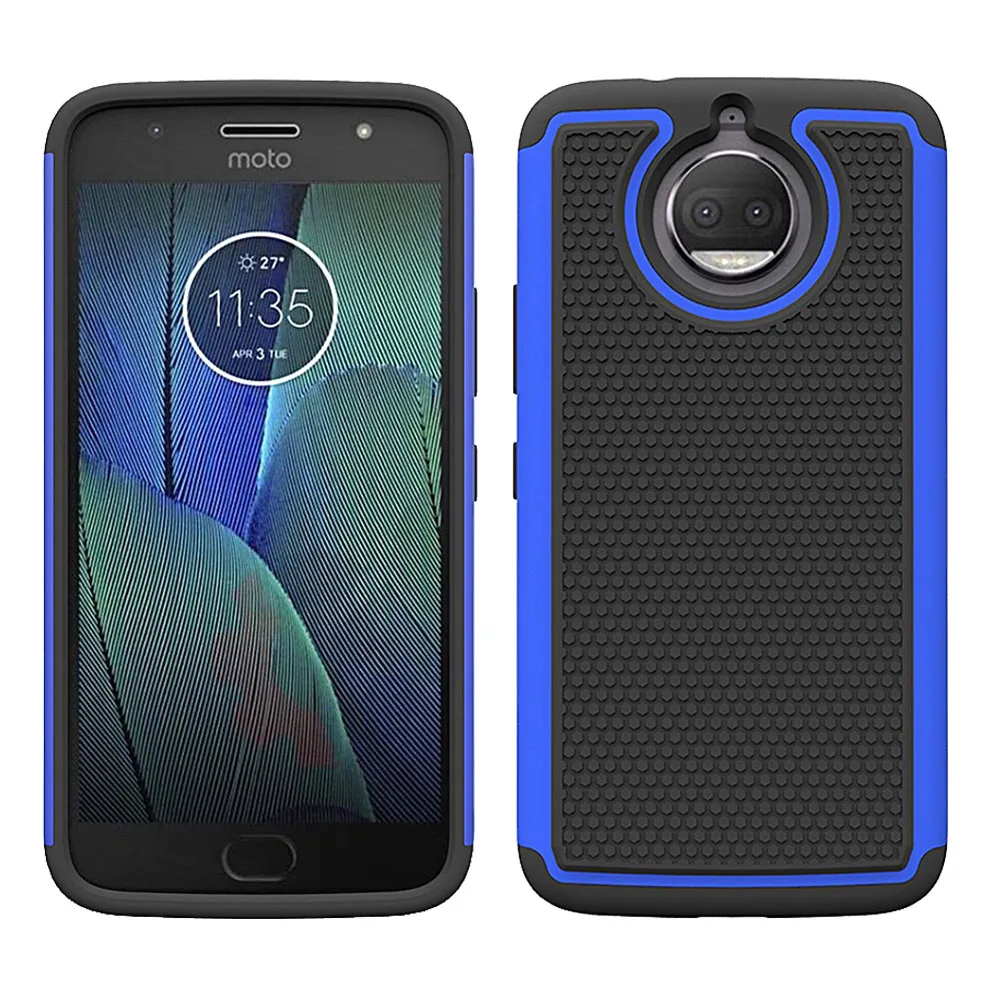

Anti Drop Hybrid Rugged Case + Screen Protector Soft Silicone Rubber & Hard Back Cover For Motorola Moto G5S / G5S Plus