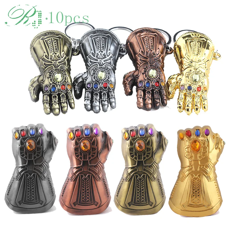 

RJ 10pcs Avengers Thanos Infinite Power Glove Gauntlet Beer Bottle Opener Keychains Thor Iron Man Keyring Men Jewelry