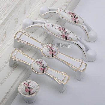 

Elegant 2PCS European Ceramic Printing Kitchen Cabinet Door Handles Cupboard Wardrobe Drawer Wine Cabinet Pulls Handles & Knobs