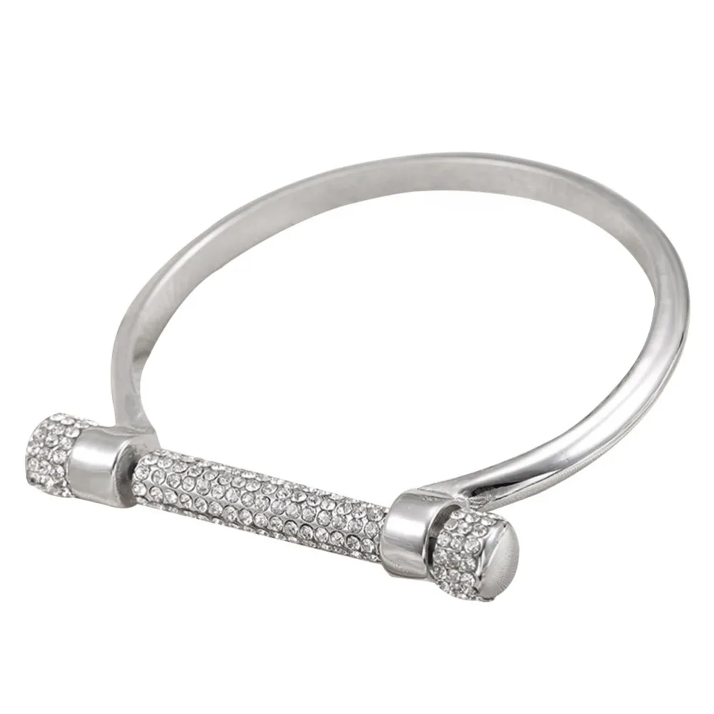 PIXNOR Stylish Alloy Screw and Shackle Cuff D Shape Bangle Bracelet Lovers Couple's Jewelry Set