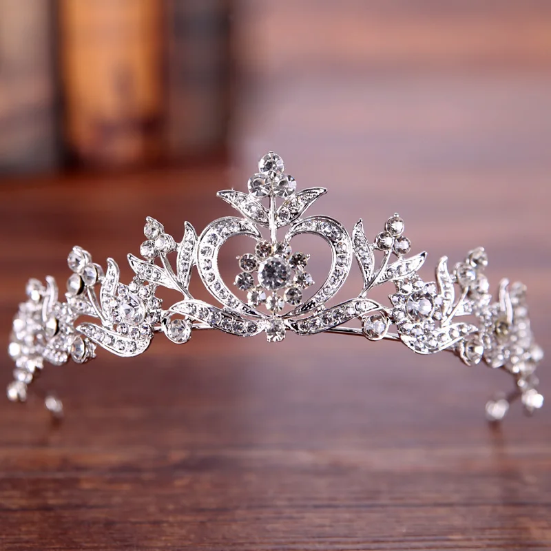 Vintage Silver Gold Crystal Tiara Princess Crown Wedding Hair Jewelry