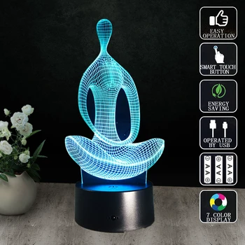 

Acrylic 7 Color Changing 3D LED nightlight meditation of acrylic bedroom lamp living room lights Decoration Night Light I