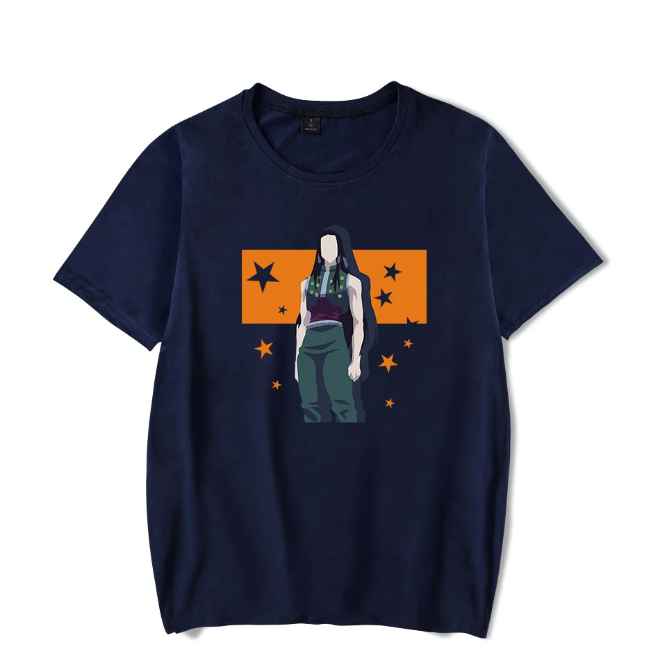 Футболка hisoka мужская с коротким рукавом удобная хлопковая рубашка круглым