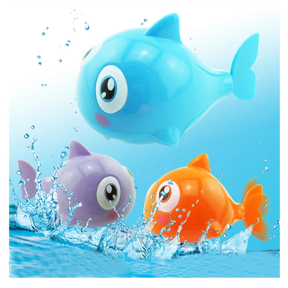 Lucu Kartun Lucu Bayi Mandi Mainan Renang Hewan Ikan Jarum Jam Angin