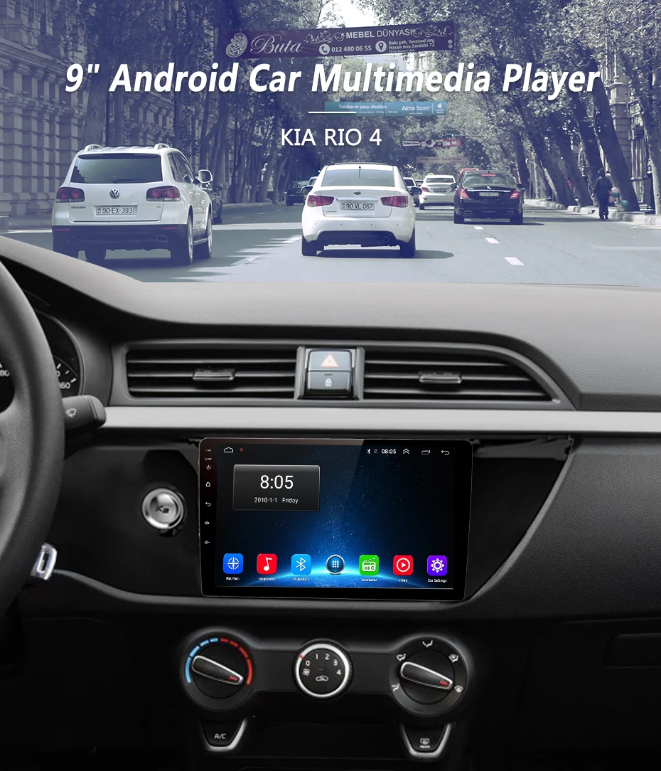 Discount AWESAFE 2 din Android 8.1 Car Radio Multimedia video player gps navigation For KIA RIO 4 2017 sedan wifi head unit no DVD 3