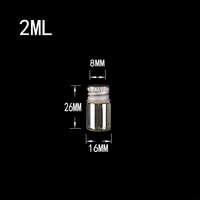 2ml Mini Glass Bottles Crafts Cute Bottles Aluminum Cover Empty Wishing Gift Bottles Jars Decorate 100pcs 2