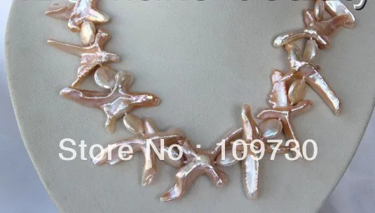 

Jewelry 001635 stunning big 53mm baroque pink freshwater cultured pearl necklace
