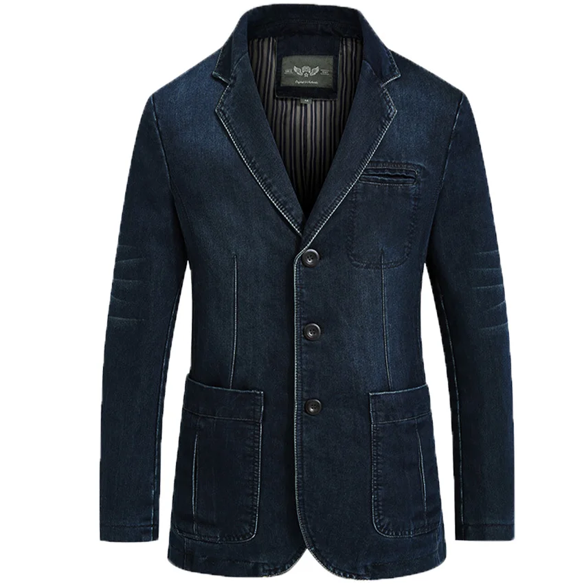 NIAN Jeep Men's Denim Casual Blazer Men Fashion Cotton Vintage Suit ...