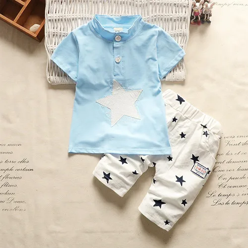 BibiCola/комплект летней одежды для маленьких мальчиков, футболка+ короткие штаны, 2 предмета, Повседневные детские спортивные костюмы для мальчиков, детские спортивные костюмы - Цвет: blue